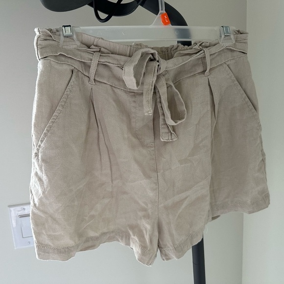 Ci Sono Tan High Waist Shorts with Tie Belt linen - Picture 3 of 10